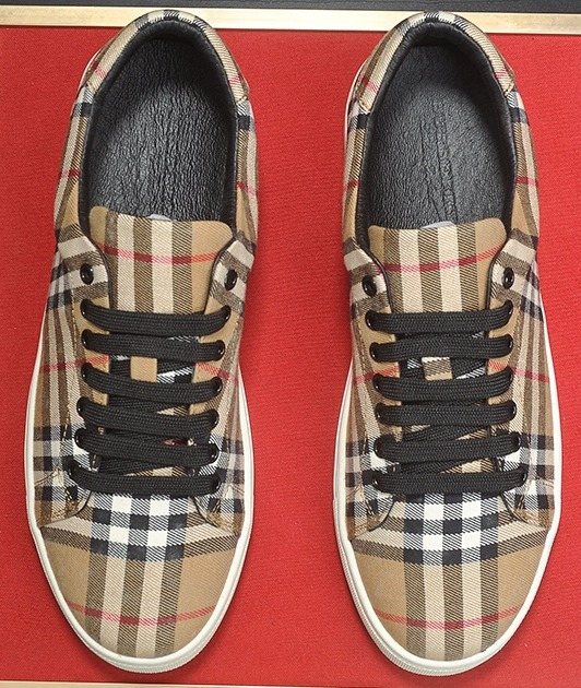 Burberry Beige Check Low-Top Sneakers — hero