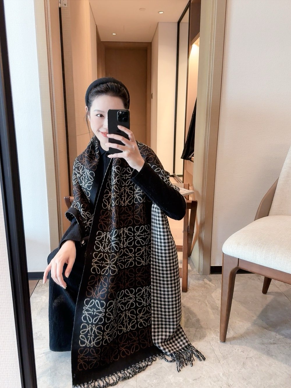 Patterned Fringe Scarf — hero