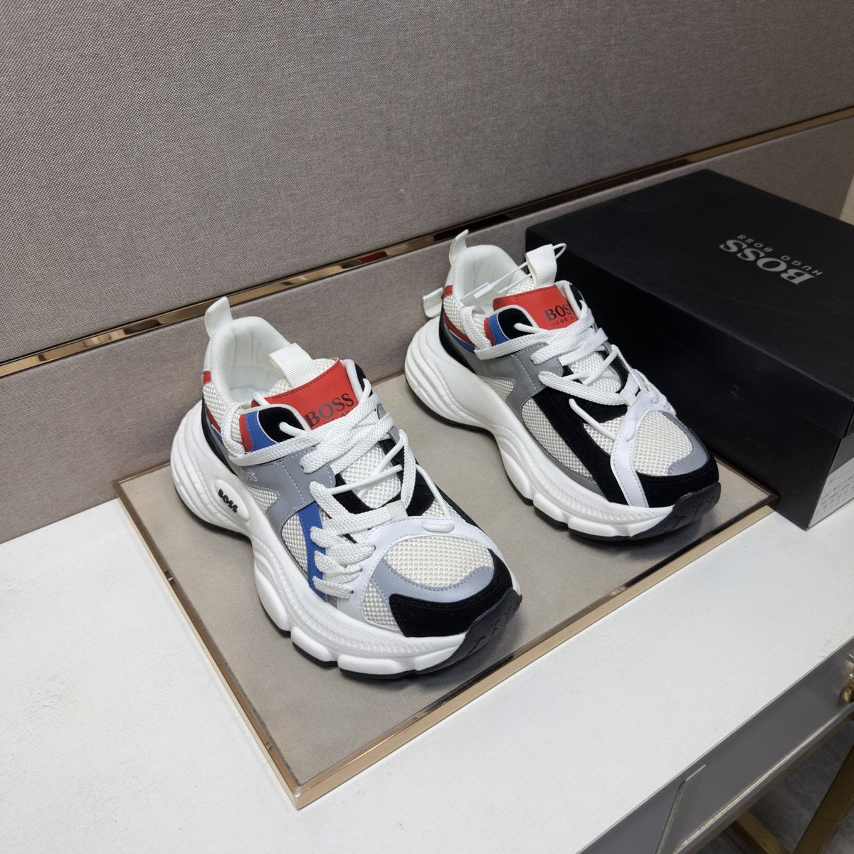BOSS Mesh Panel Low-Top Sneakers — front