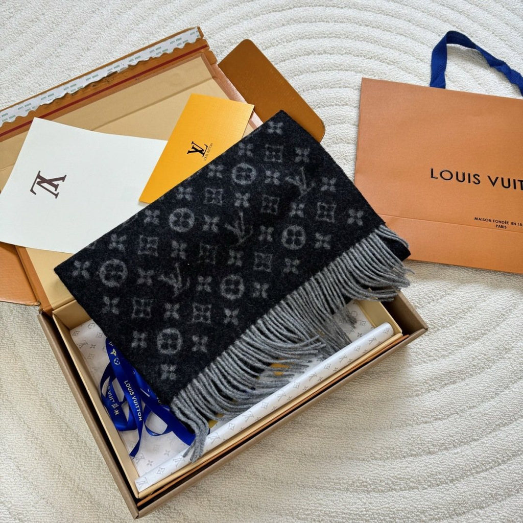 Louis Vuitton Reversible Monogram Fringed Scarf — front