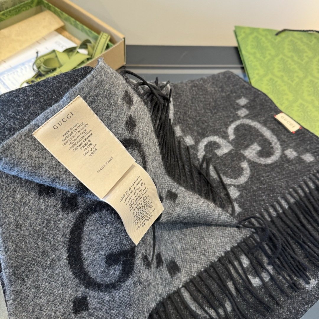 Gucci Reversible GG Fringed Scarf — front